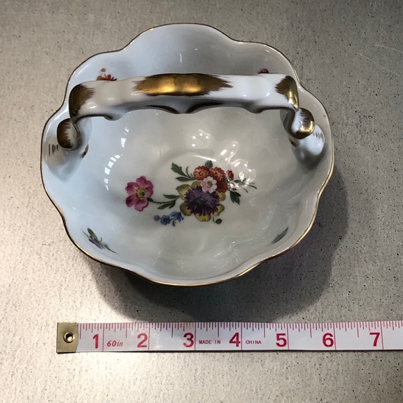 ELIOS Pink Candy dish w/handle /floral/elegant - Picture 8 of 10